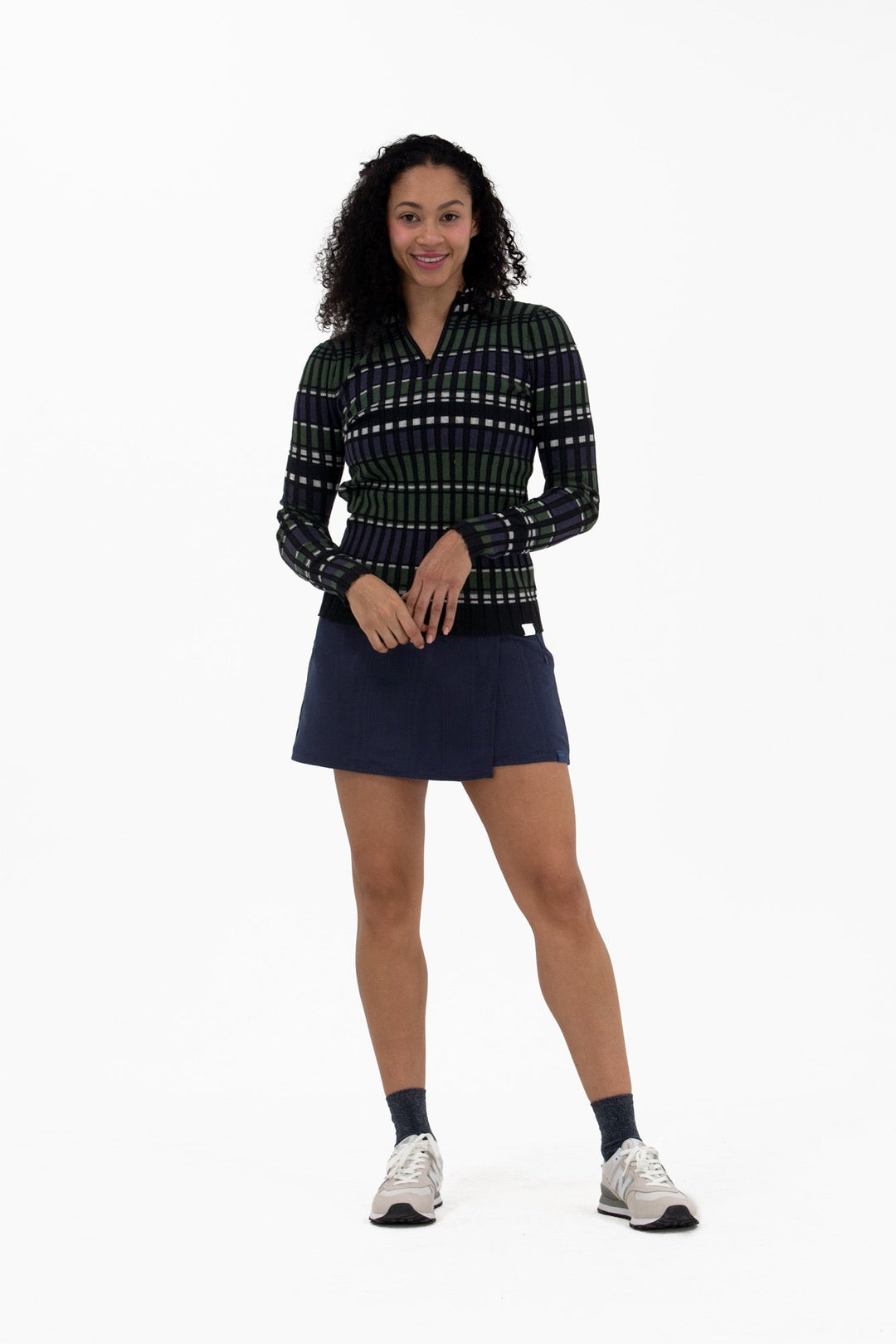 Foray Golf Rib Navy/Green Stripe Quarter Zip