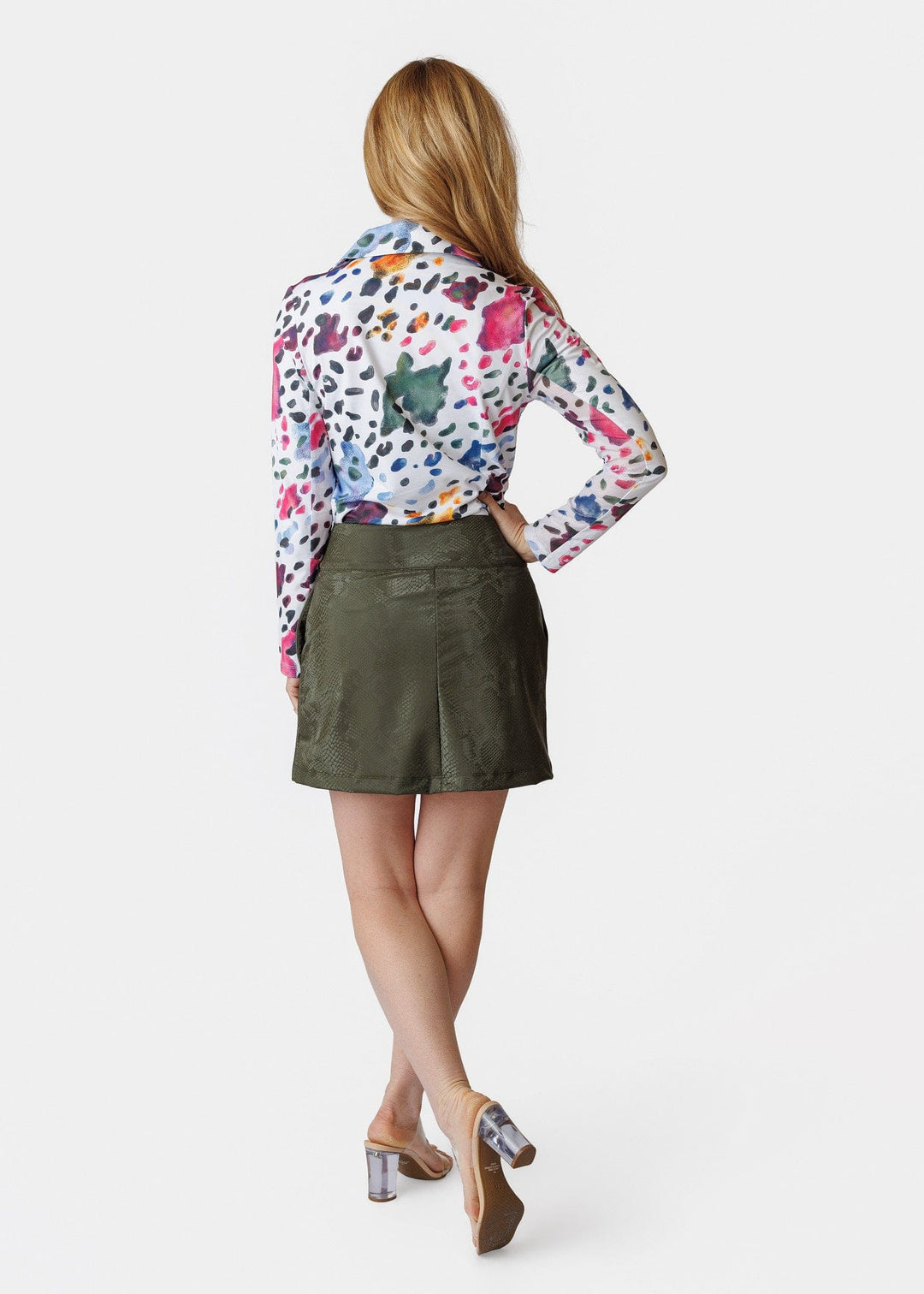 Aurora Olive Embossed Snake Skort