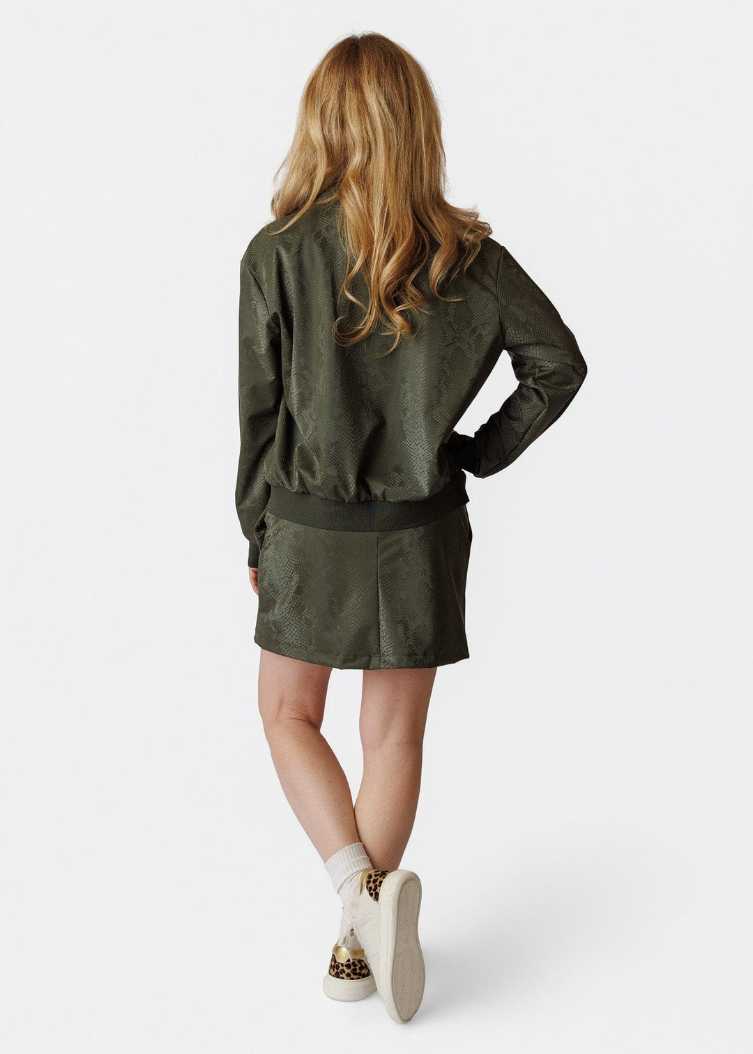 Aurora Olive Embossed Snake Skort