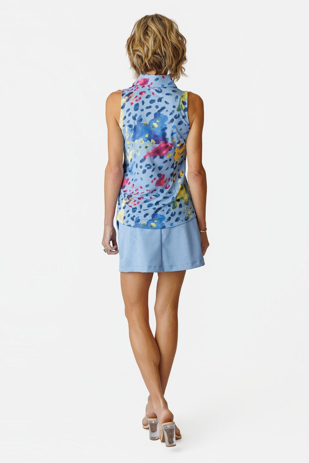 Madi Amalfi Blue Sleeveless Polo