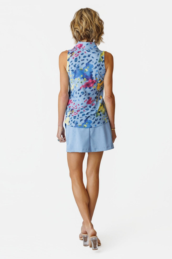 Madi Amalfi Blue Sleeveless Polo