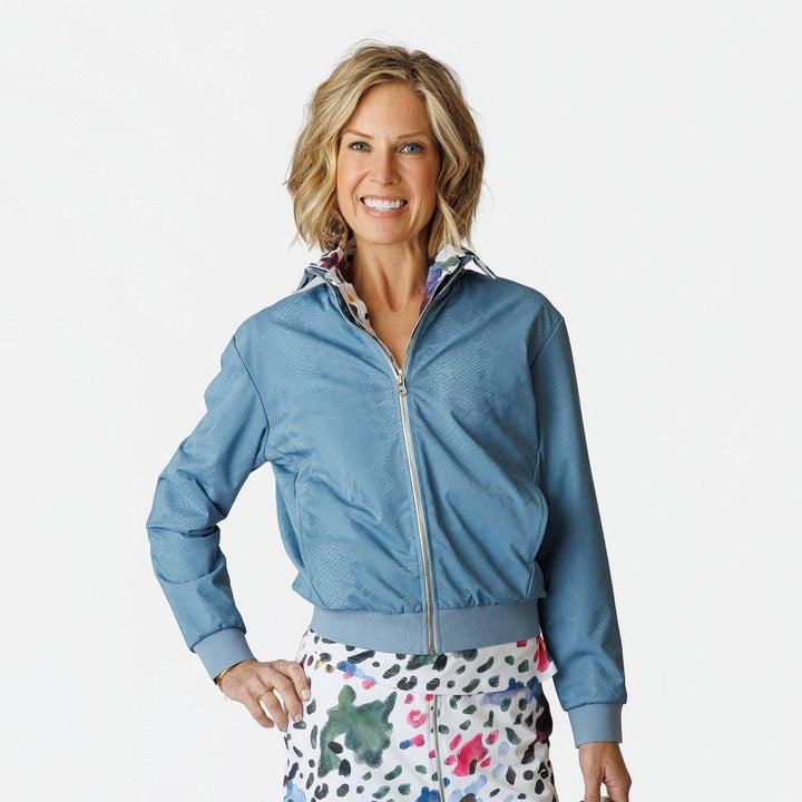 Danni Slate Embossed Bomber Jacket