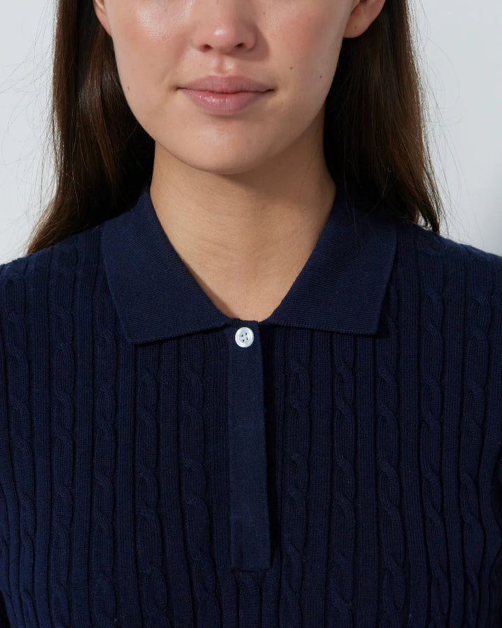 Daily Sports Madelene Cable Knit Short Sleeve Polo [PS26]