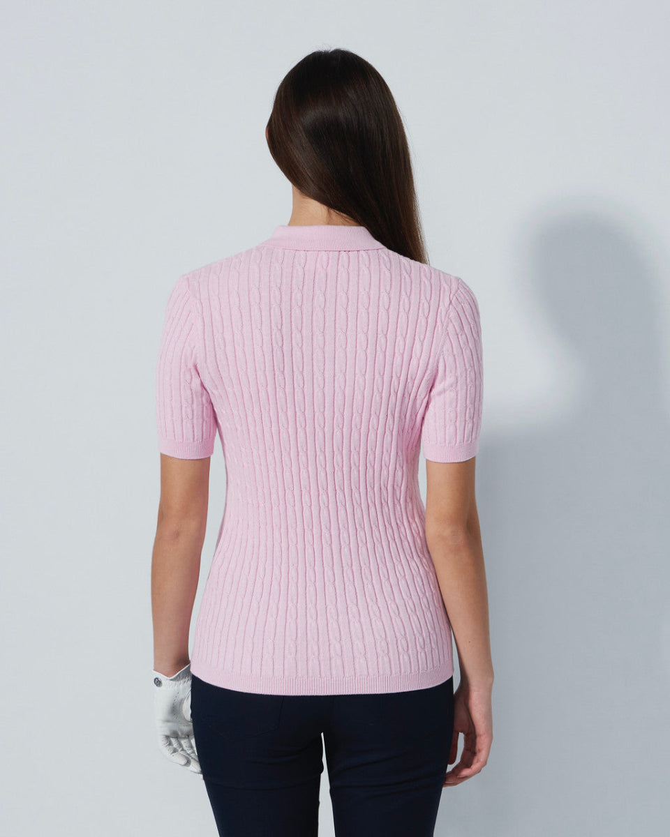 Daily Sports Madelene Short Sleeve Pink Cable Knit Polo