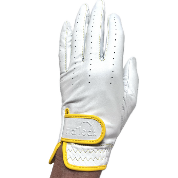 Premium Leather White Elongated Golf Gloves