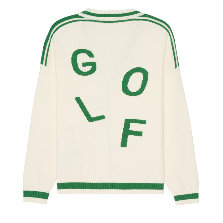 Ellsworth+Ivey Emily Ivory/Green Varsity Golf Cardigan