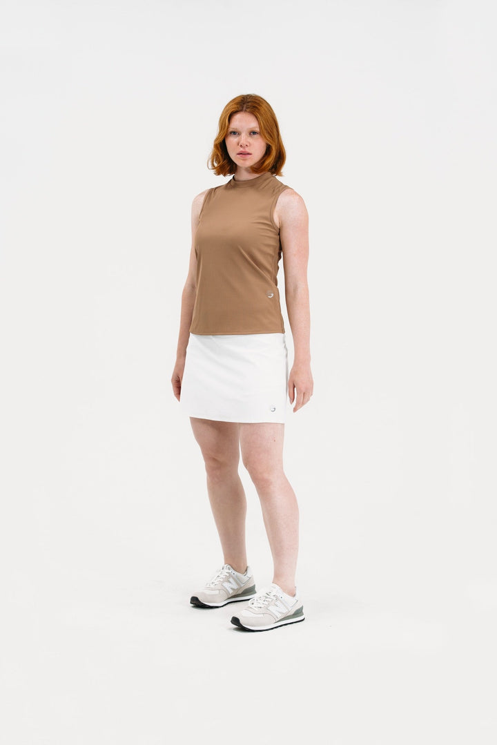 Foray Golf Rib Sleeveless Mock Neck Top