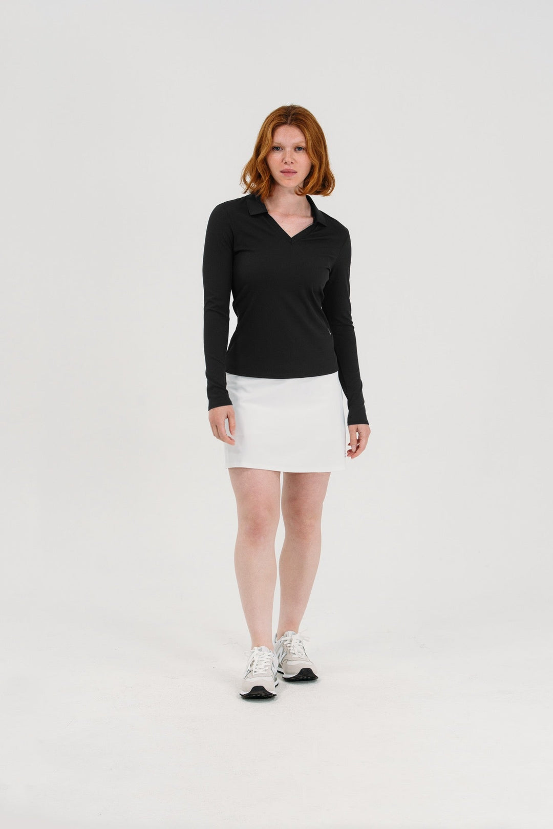 Foray Golf Rib V-Neck Long Sleeve Polo