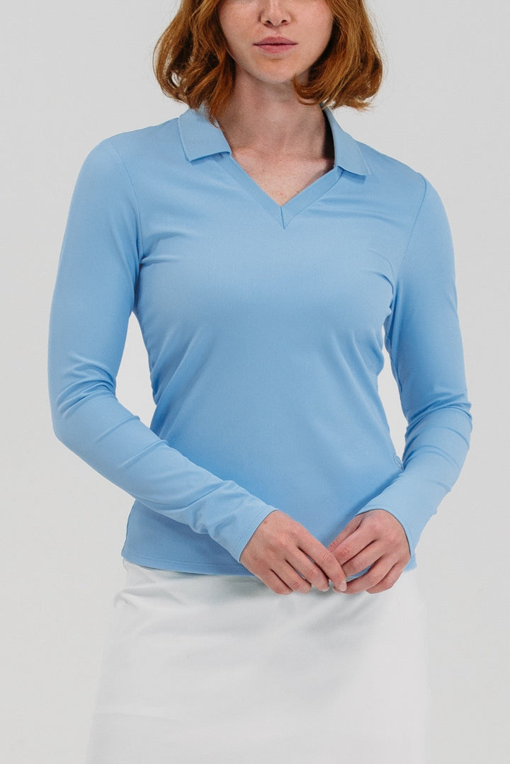 Foray Golf Rib V-Neck Long Sleeve Polo