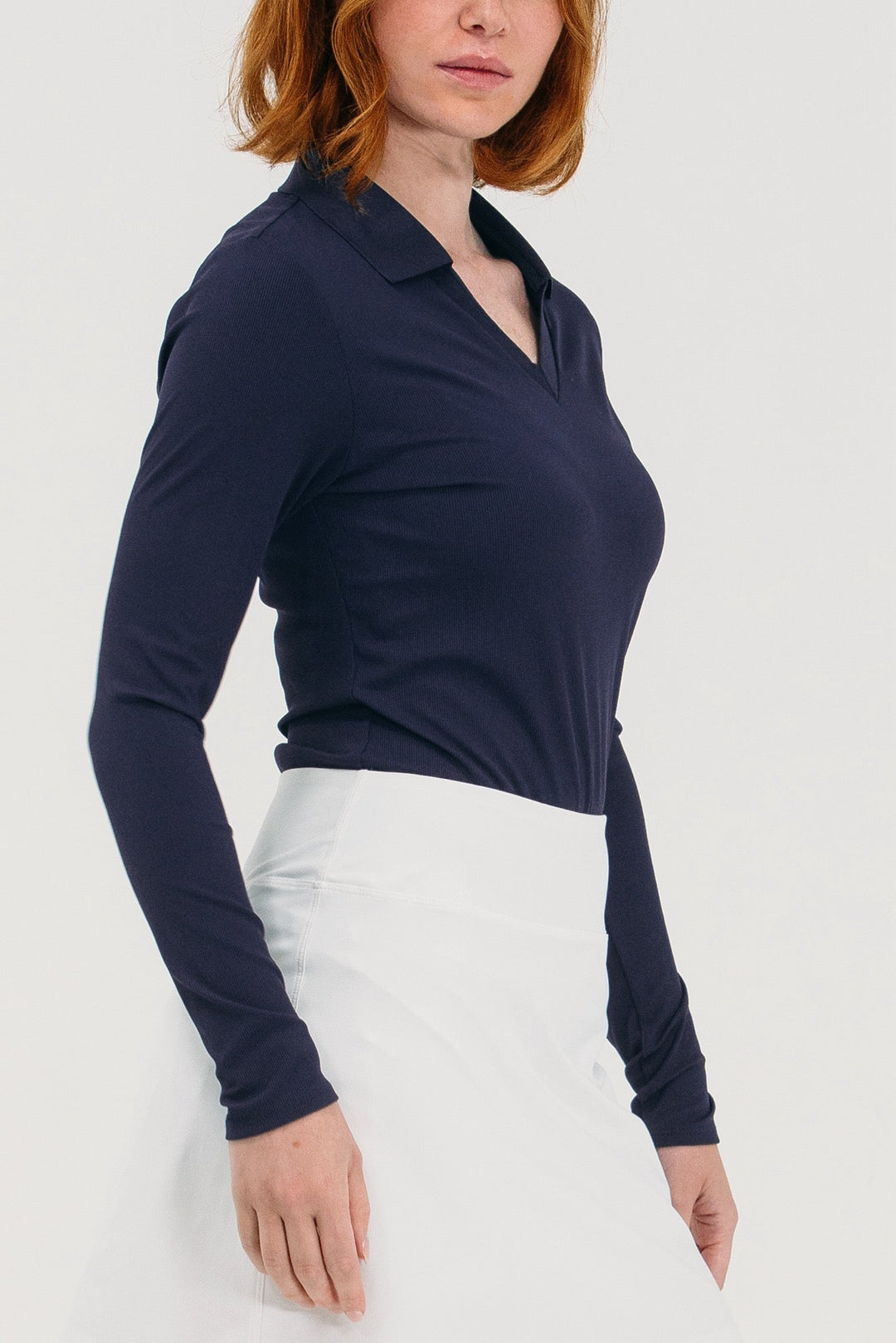 Foray Golf Rib V-Neck Long Sleeve Polo