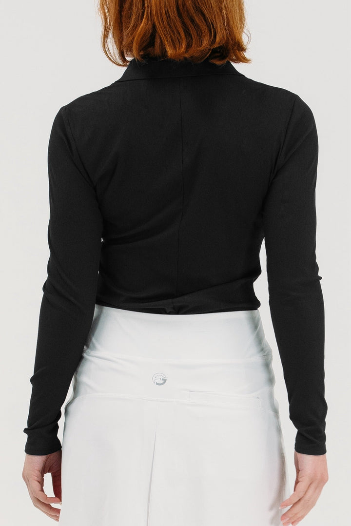 Foray Golf Rib V-Neck Long Sleeve Polo