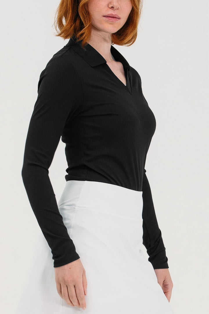 Foray Golf Rib V-Neck Long Sleeve Polo
