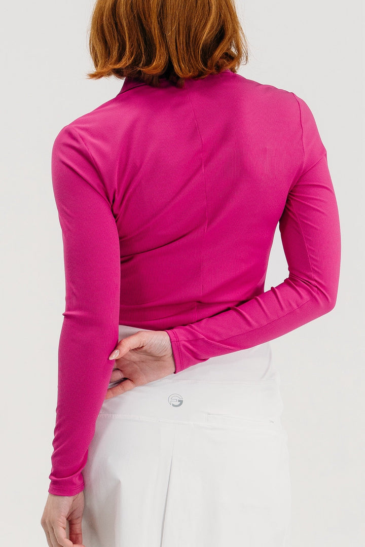 Foray Golf Rib V-Neck Long Sleeve Polo