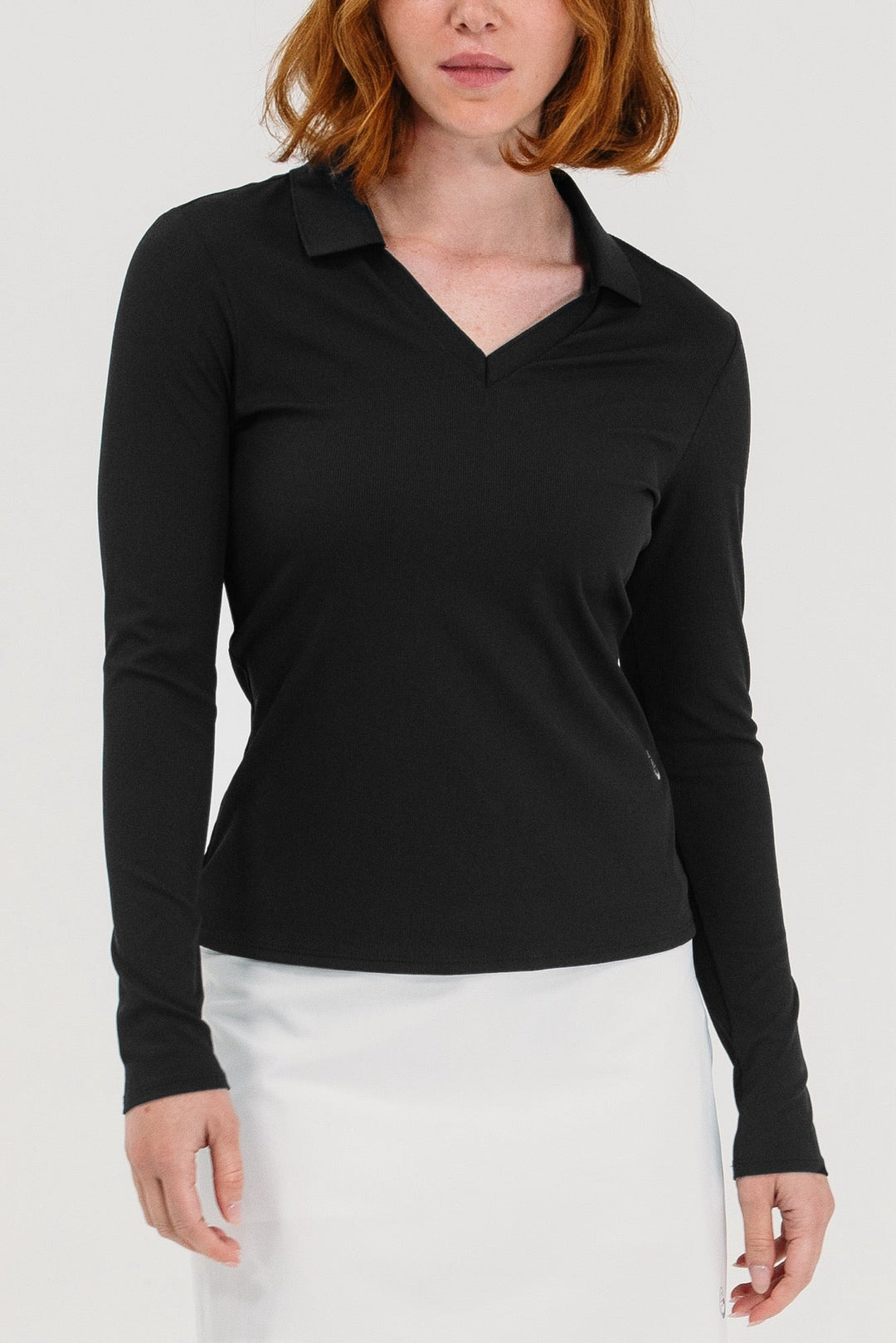 Foray Golf Rib V-Neck Long Sleeve Polo