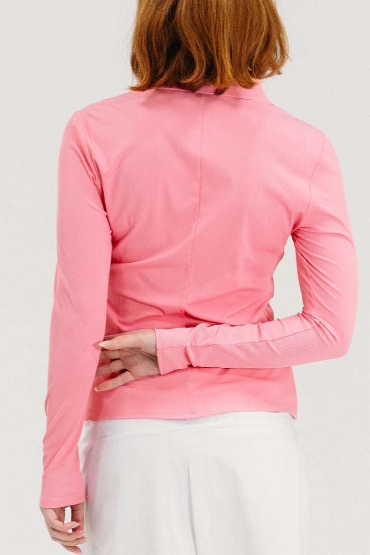 Foray Golf Rib V-Neck Long Sleeve Polo