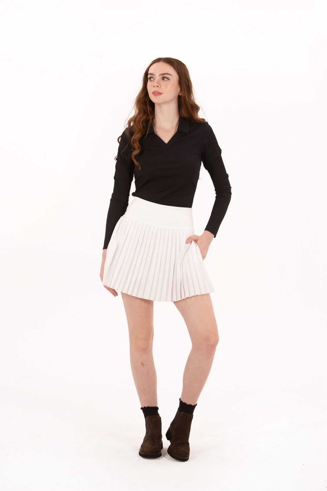 Foray Golf Rib V-Neck Long Sleeve Polo