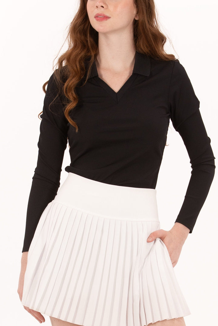 Foray Golf Rib V-Neck Long Sleeve Polo