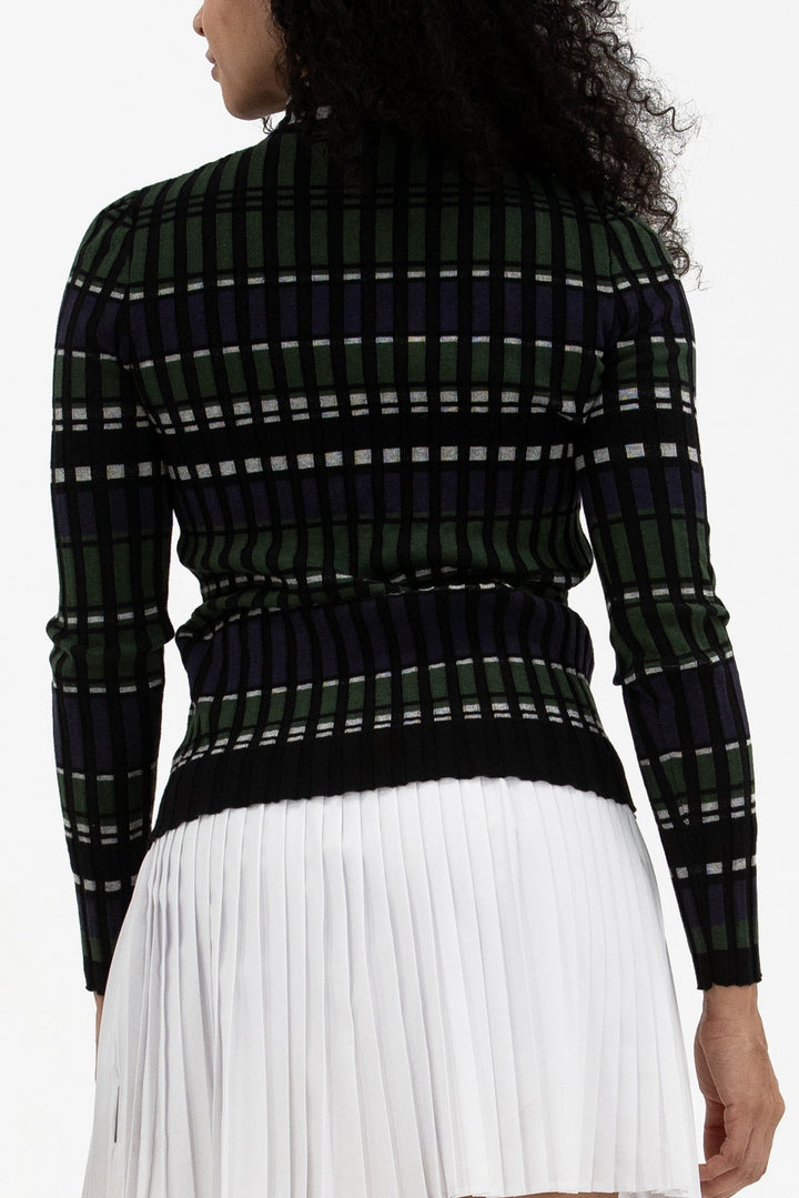 Foray Golf Rib Navy/Green Stripe Quarter Zip