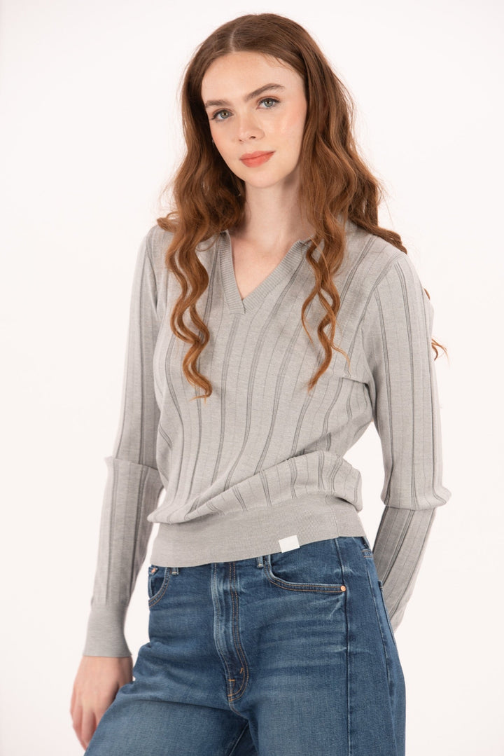 Foray Golf Pointelle Long Sleeve Knit Crewneck