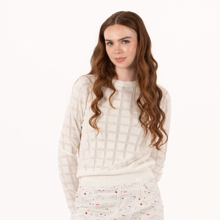 Foray Golf Pointelle Knit Crewneck