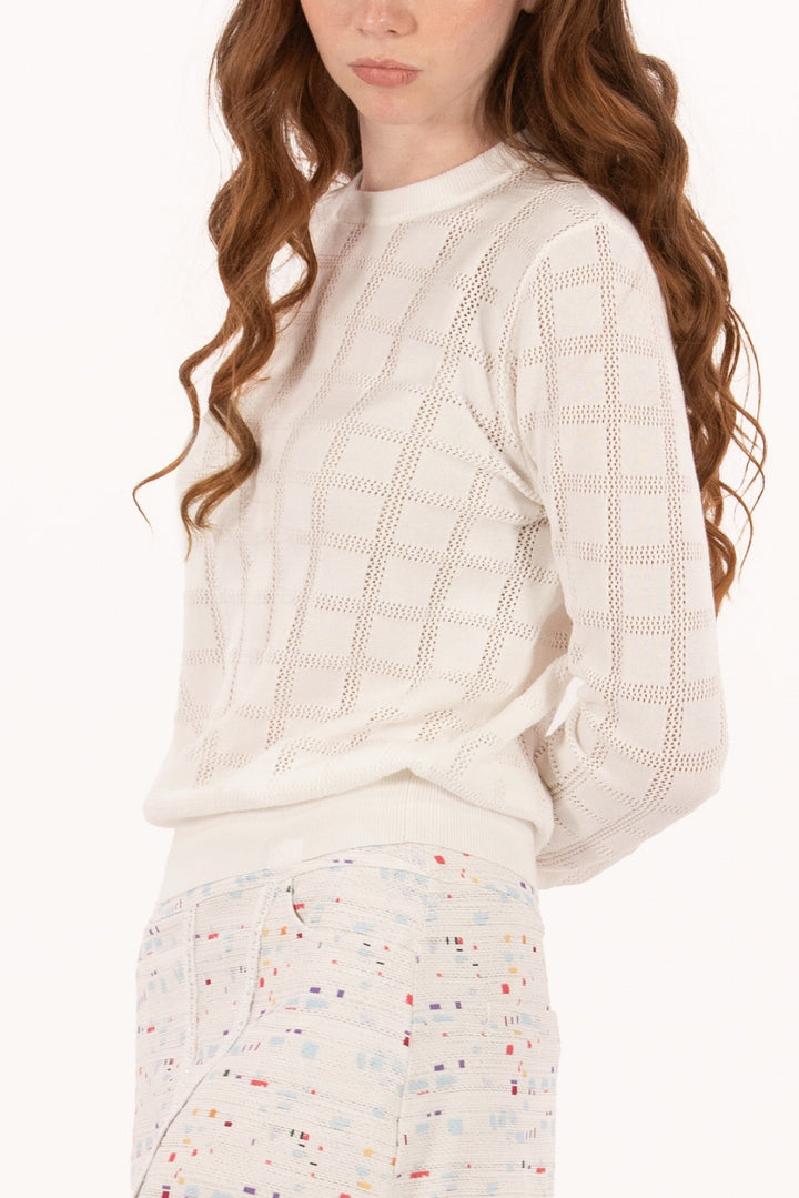 Foray Golf Pointelle Knit Crewneck