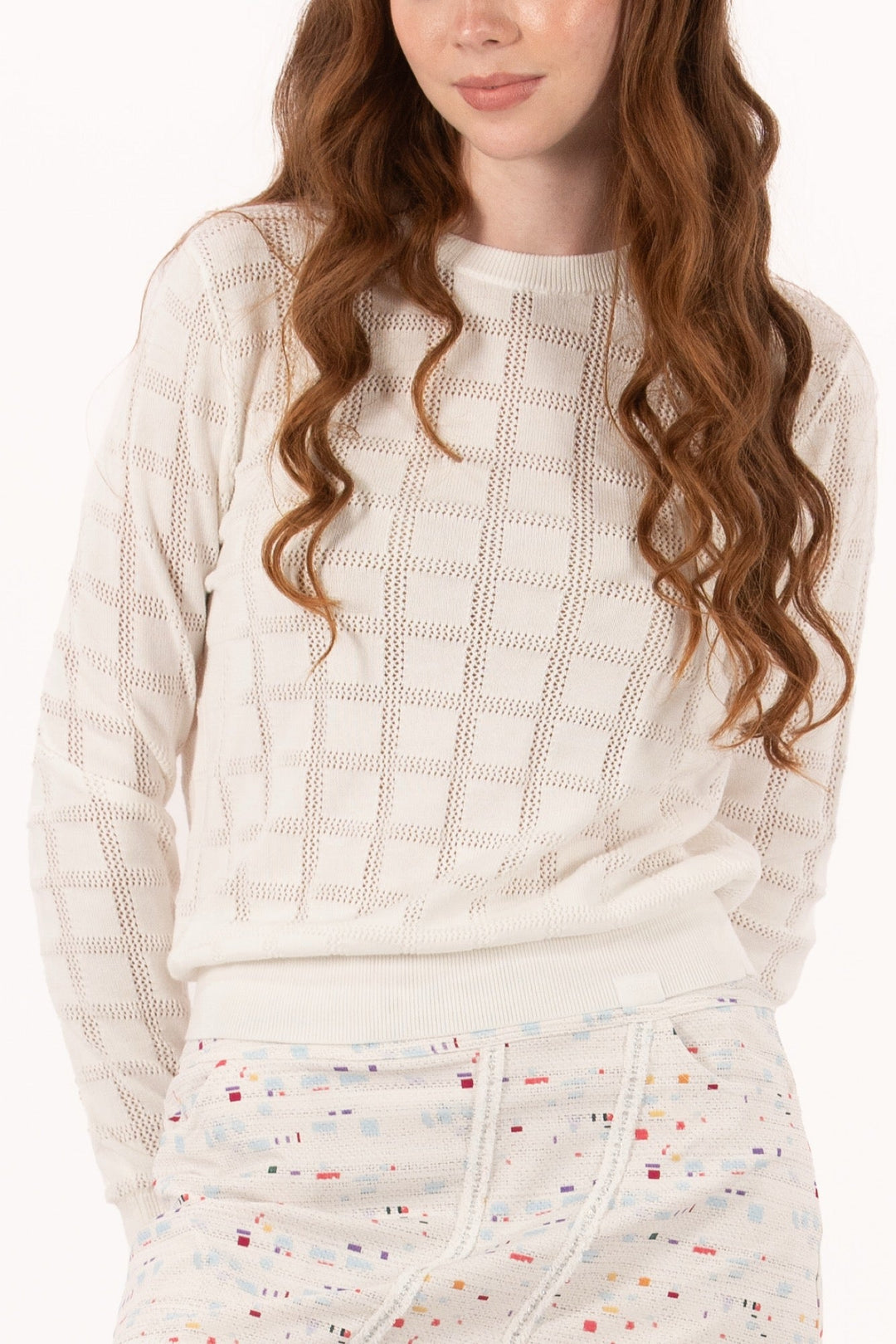 Foray Golf Pointelle Knit Crewneck