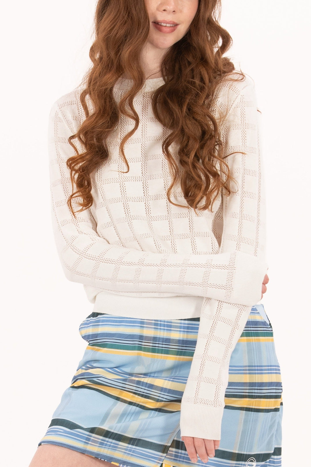Foray Golf Pointelle Knit Crewneck