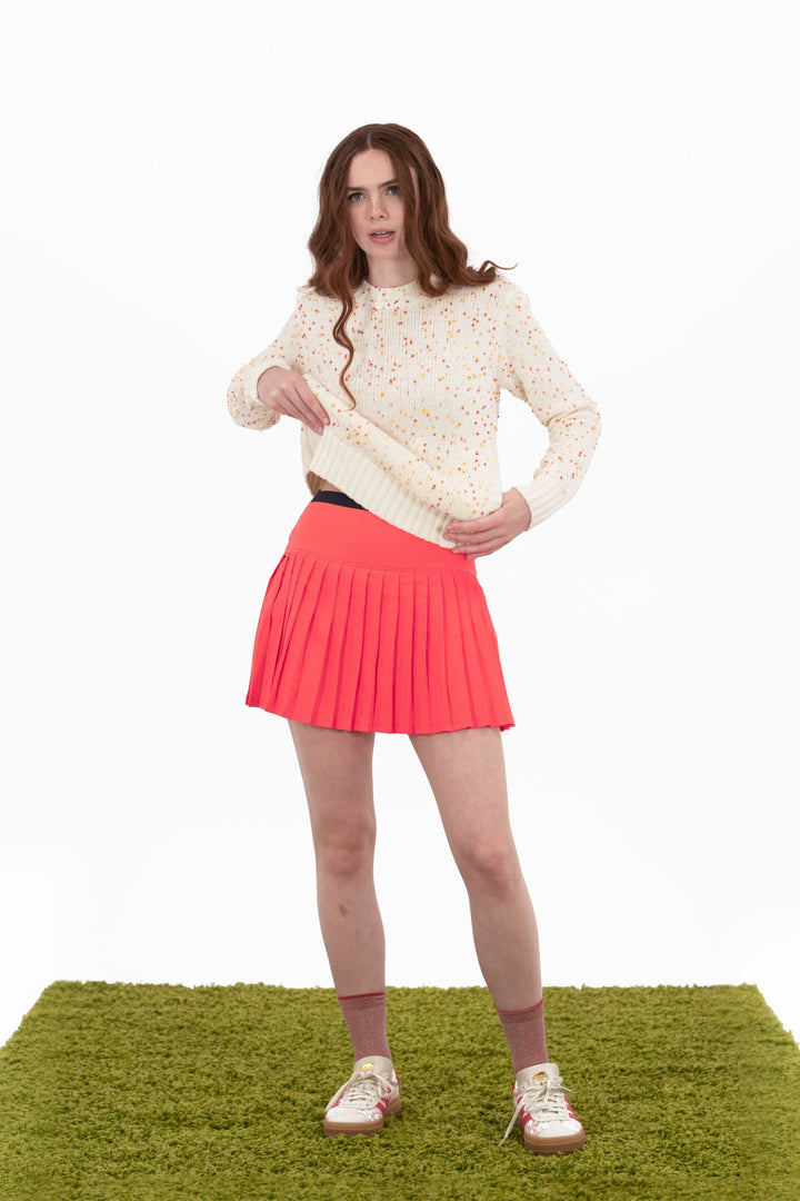 Foray Golf Coral Pleated Rib Waist Skort