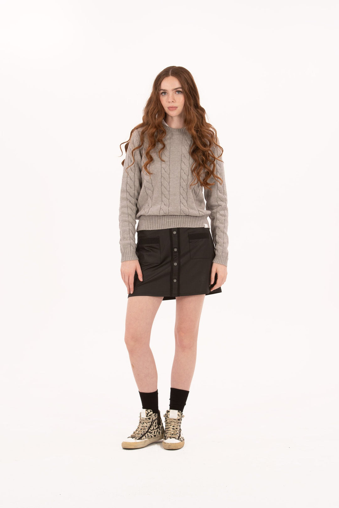Foray Golf Marl Grey Cable Knit Sweater