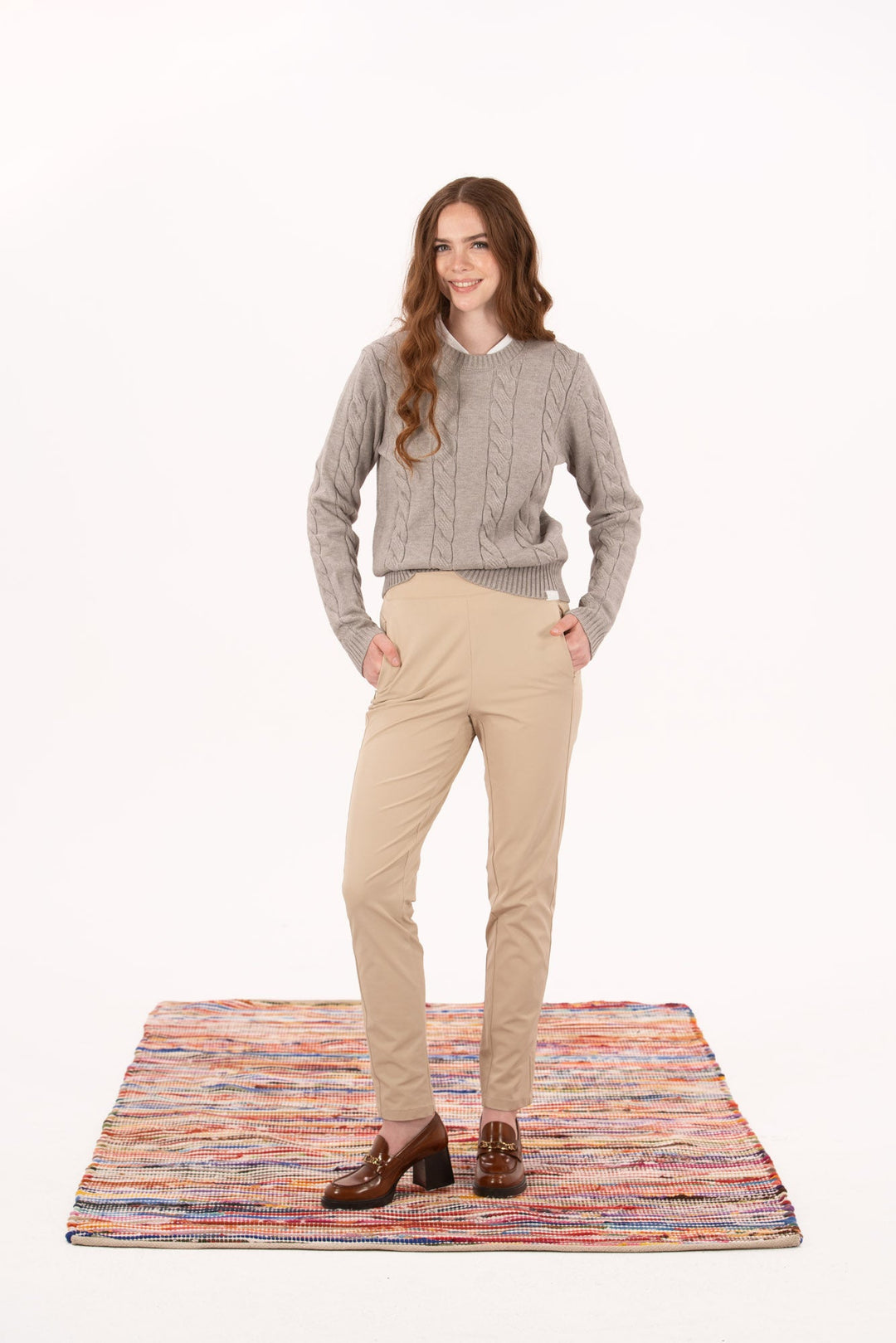 Foray Golf Marl Grey Cable Knit Sweater