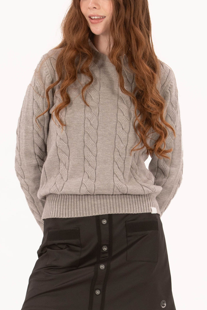 Foray Golf Marl Grey Cable Knit Sweater