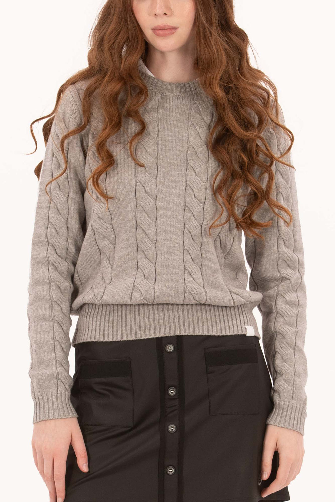 Foray Golf Marl Grey Cable Knit Sweater