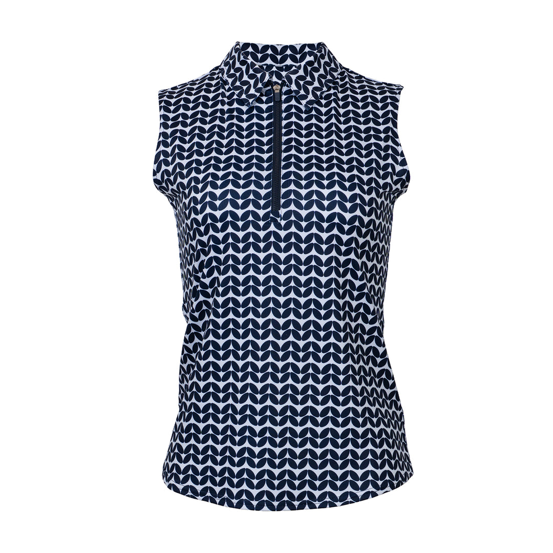 JoFit Sleeveless Midnight Leaves Zip Polo