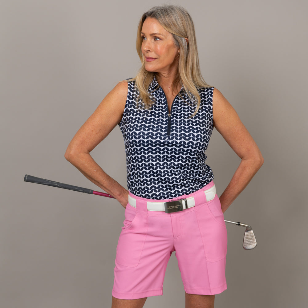 JoFit Sleeveless Midnight Leaves Zip Polo