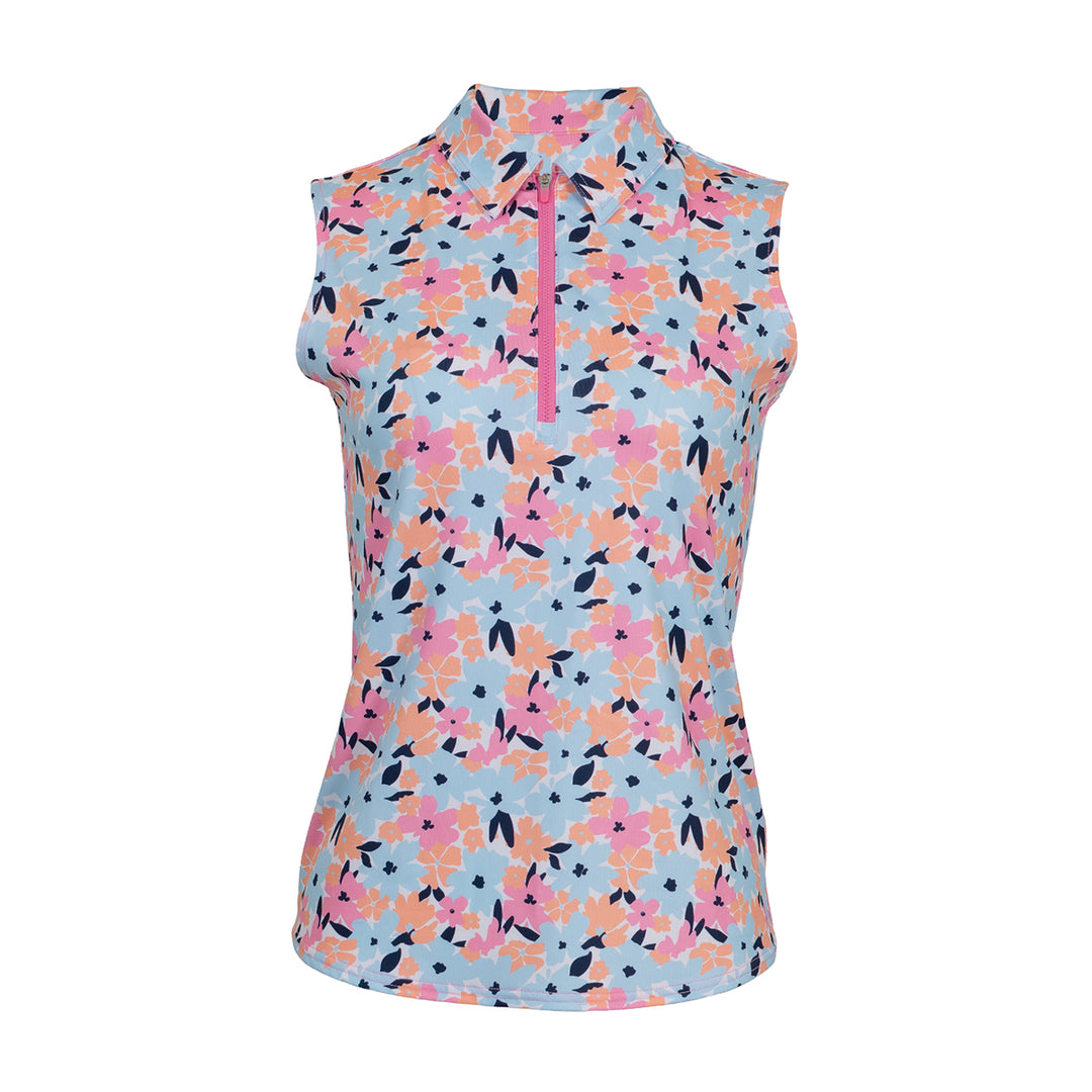 JoFit Sleeveless Pastel Petals Zip Polo