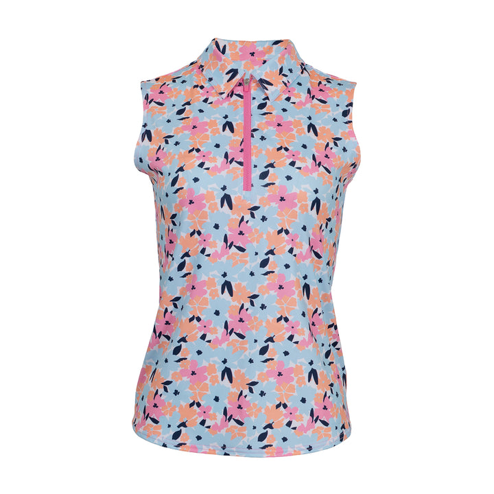 JoFit Sleeveless Pastel Petals Zip Polo