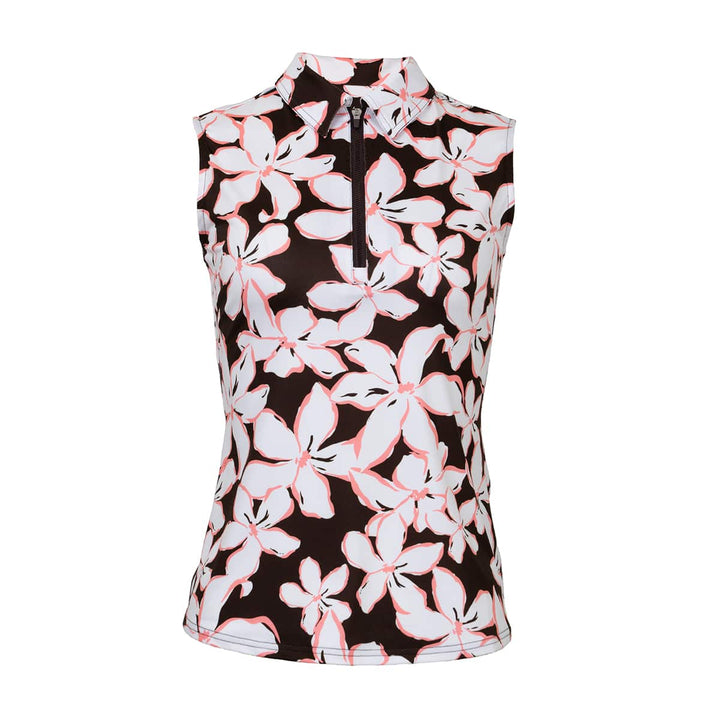 JoFit Mocha Floral Sleeveless Polo