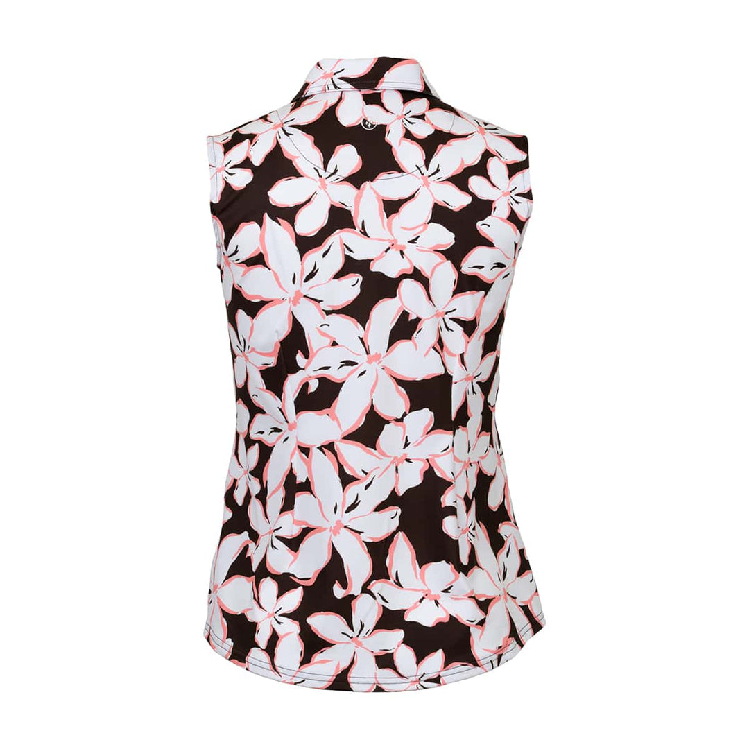 JoFit Mocha Floral Sleeveless Polo