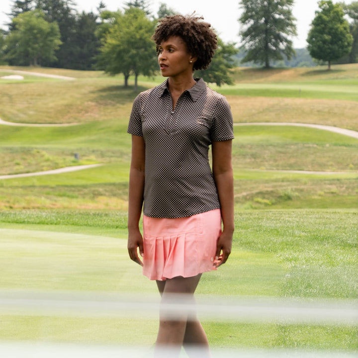 JoFit Performance Jacquard Espresso Dot Short Sleeve Polo
