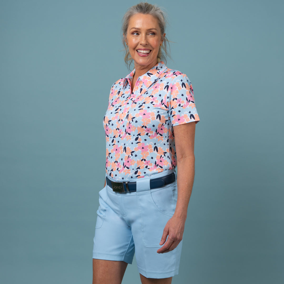 JoFit Pastel Petals Short Sleeve Performance Polo