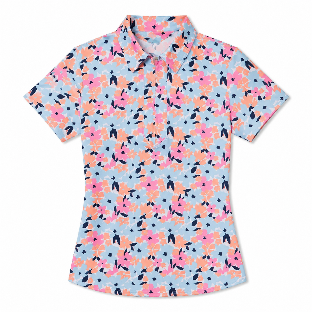 JoFit Pastel Petals Short Sleeve Performance Polo