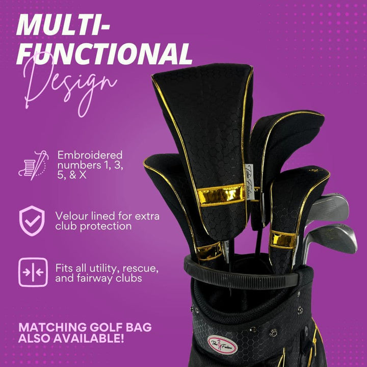 Taboo Fashions Black/Gold 4-Pack Headcover Set