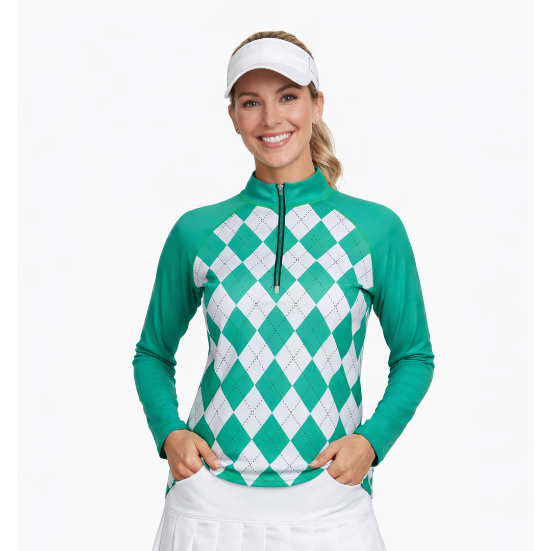 JoFit UV Lucky Argyle Long Sleeve Mock [S26]