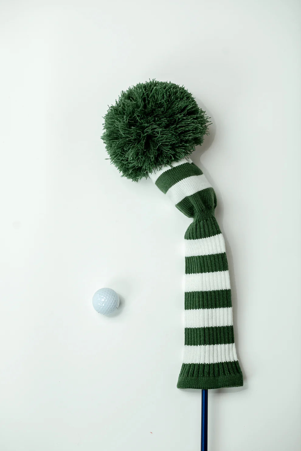 Just4Golf Green/White Knit Headcovers With Pom