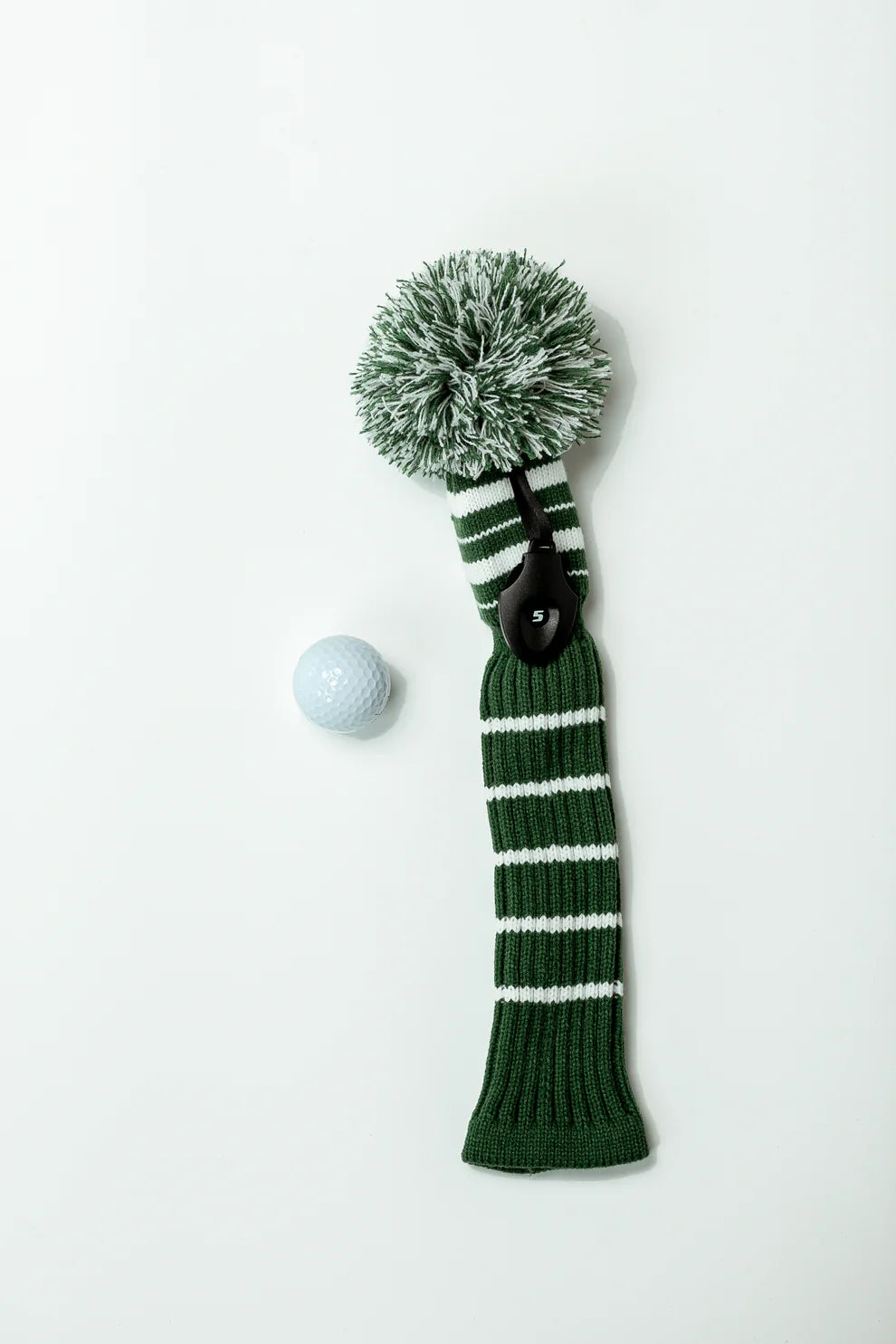 Just4Golf Green/White Knit Headcovers With Pom
