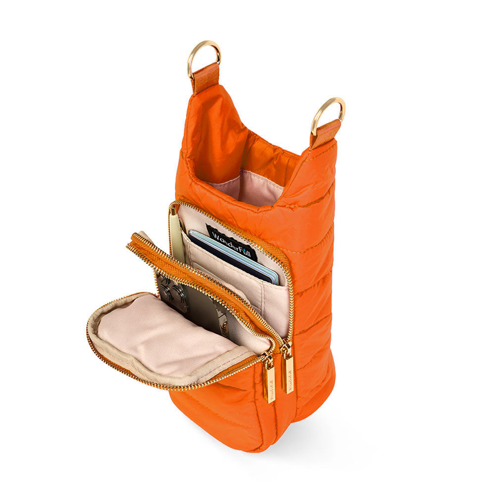WanderFull Classic Matte Clementine HydroBag® with Navy/Orange Striped Strap