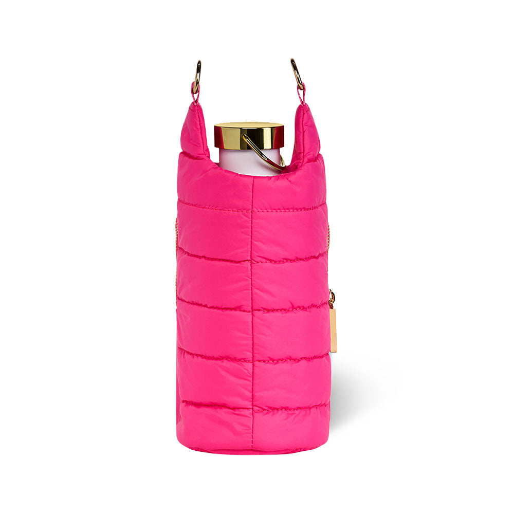 WanderFull Classic Matte Bright Pink HydroBag® with Navy and Pink Striped Strap