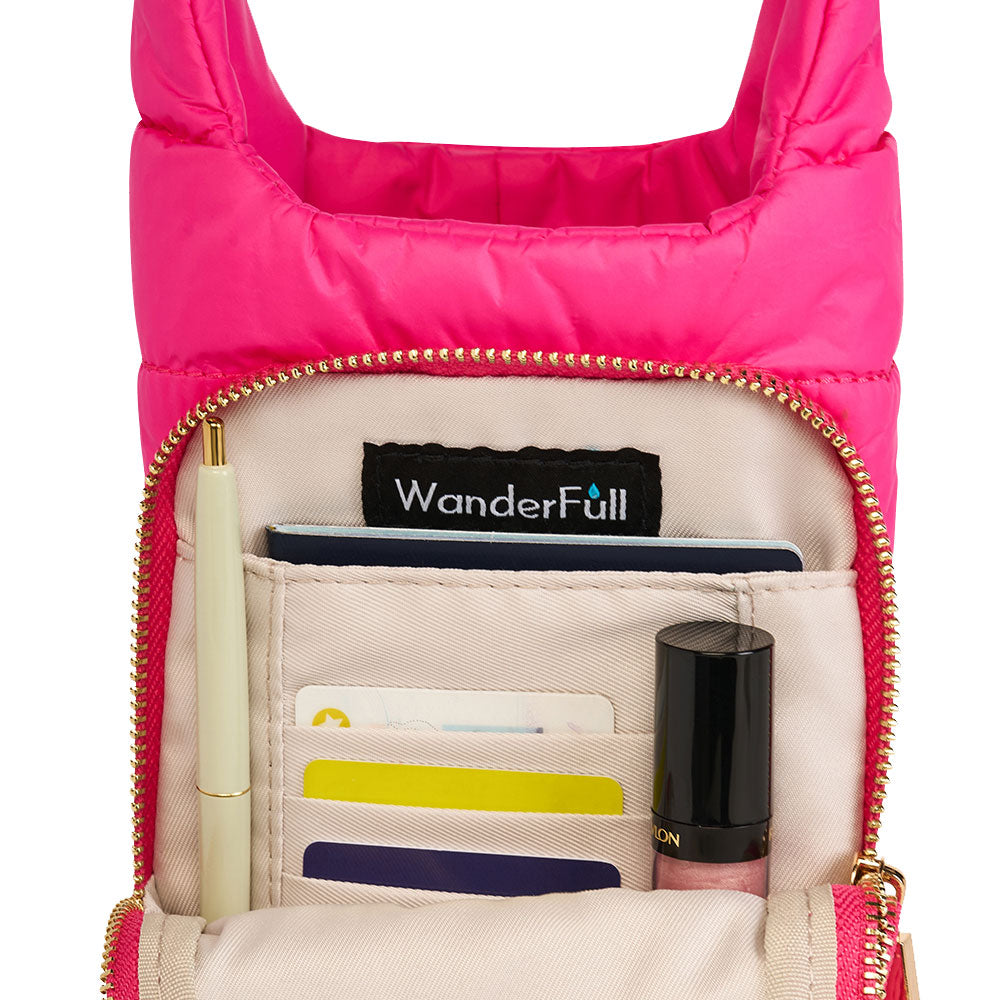 WanderFull Classic Matte Bright Pink HydroBag® with Navy/Pink Strap