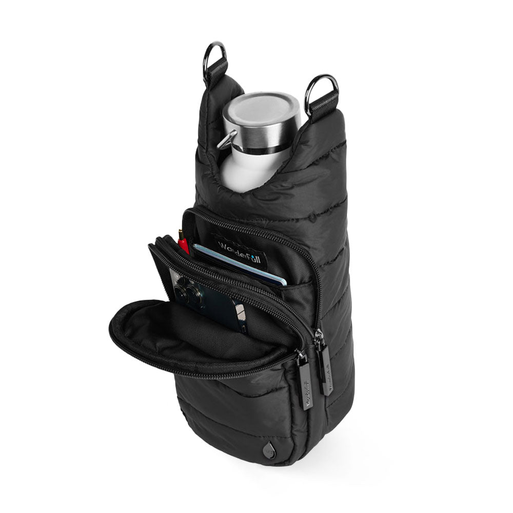 WanderFull Classic Matte Black HydroBag® with Silver Striped Strap