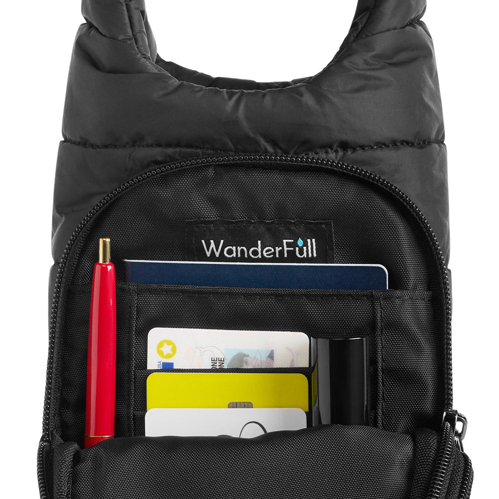 WanderFull Classic Matte Black HydroBag® with Red/Black Strap